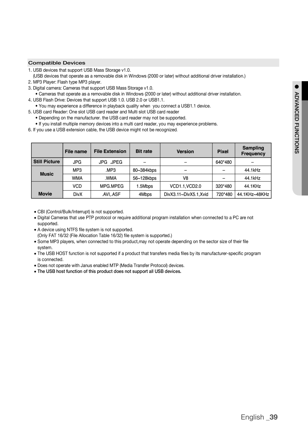 Samsung DVD-H1080R, DVD-H1080W user manual Advanced Functions 