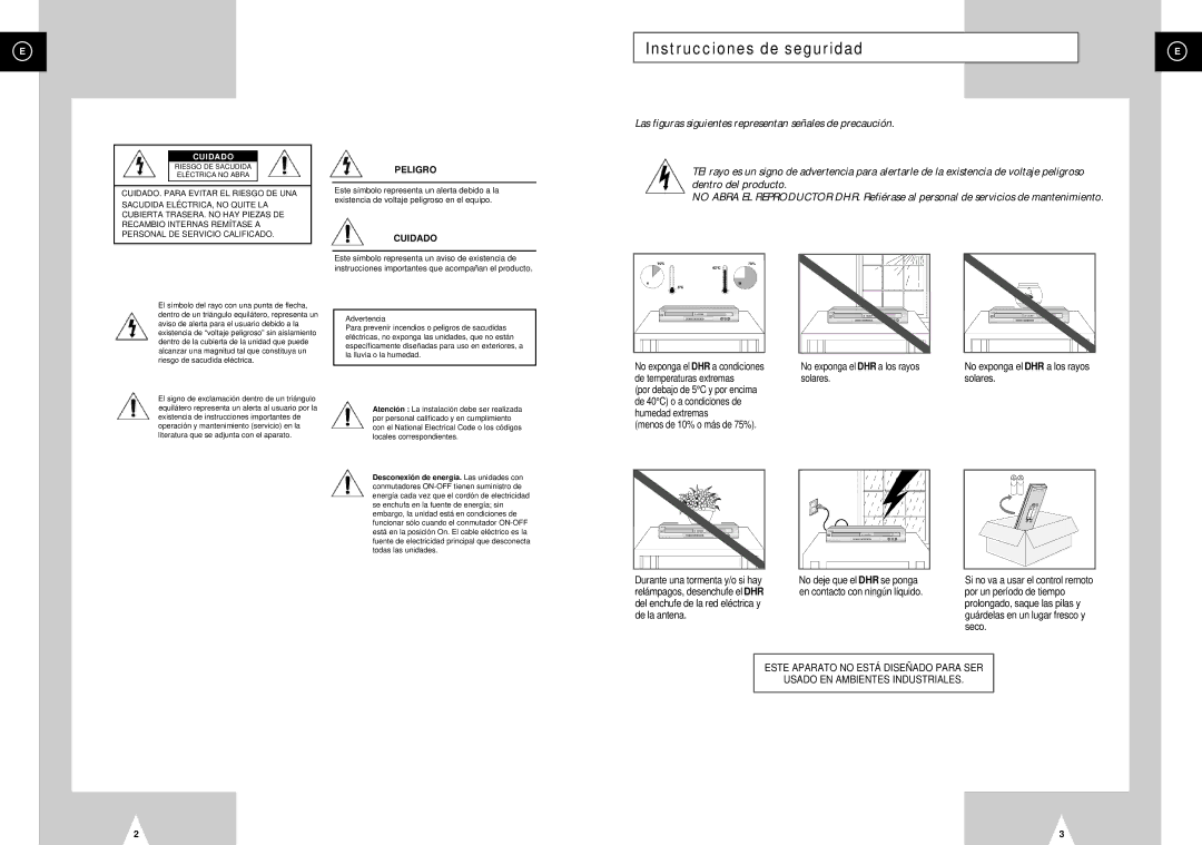 Samsung DVD-H40E/AFR, DVD-H40E/XEC manual Instrucciones de seguridad 