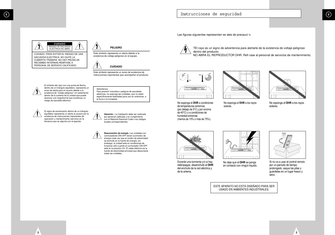 Samsung DVD-H40E/AFR, DVD-H40E/XEC manual Instrucciones de seguridad, Cuidado 