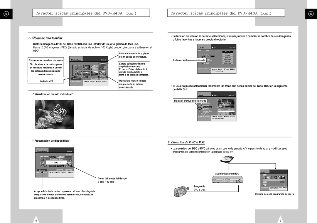 Samsung DVD-H40E/XEC, DVD-H40E/AFR manual Visualización de foto individual, De im genes en miniatura 