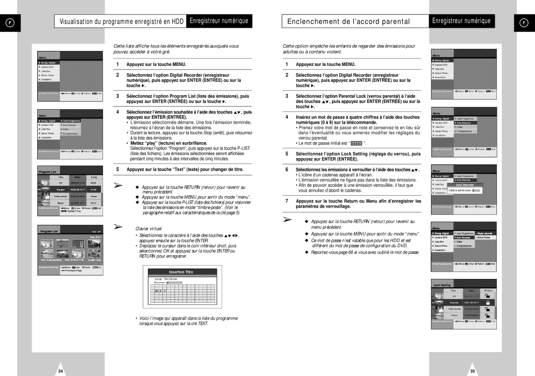 Samsung DVD-H40E/XEF manual Enclenchement de l’accord parental, Mettez play lecture en surbrillance 