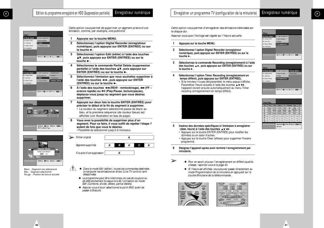 Samsung DVD-H40E/XEF manual Possibilité de sélectionner jusqu’à 6 morceaux, Fichier original Segments supprimés 