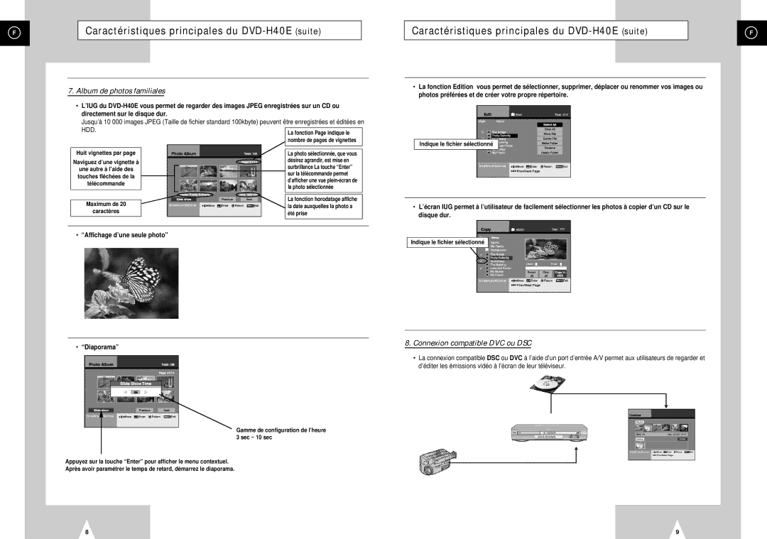 Samsung DVD-H40E/XEF manual Hdd, Affichage d’une seule photo Diaporama 