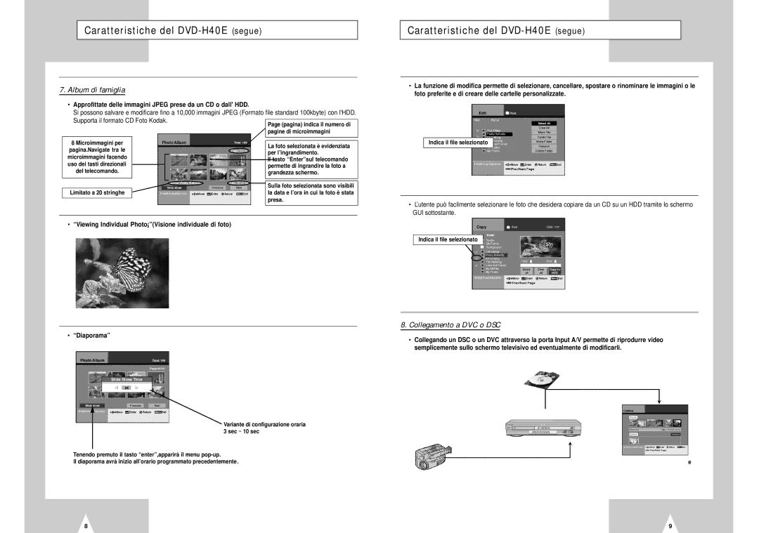 Samsung DVD-H40E/XET manual Approfittate delle immagini Jpeg prese da un CD o dall HDD, Supporta il formato CD Foto Kodak 