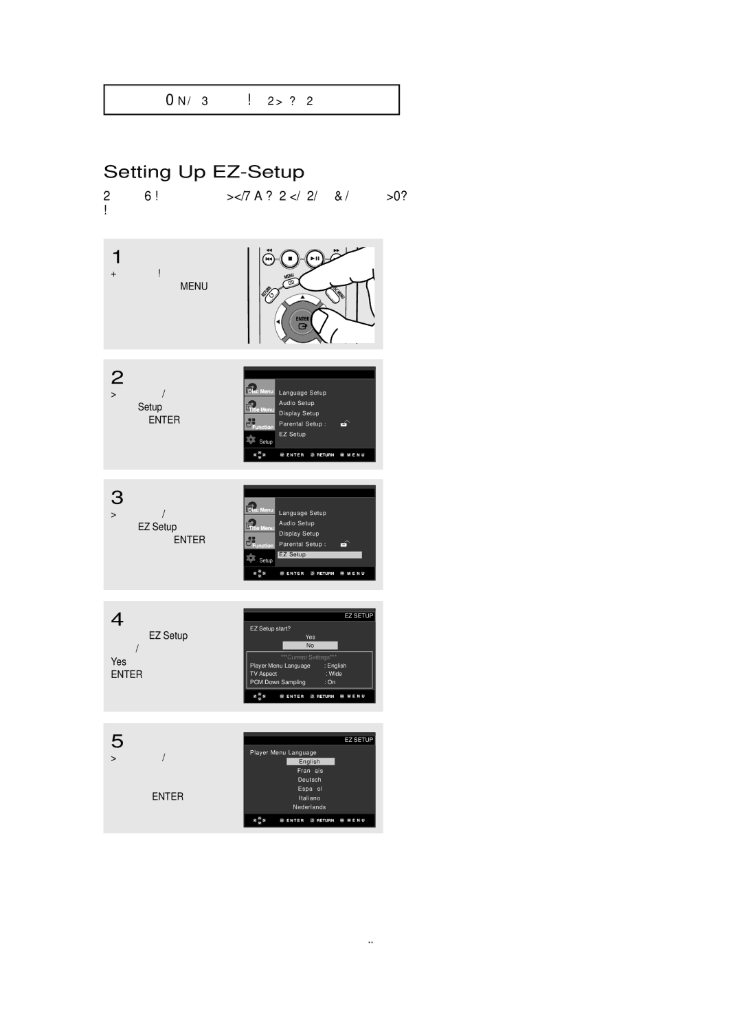 Samsung DVD-HD755 manual Setting Up EZ-Setup, EZ Setup 