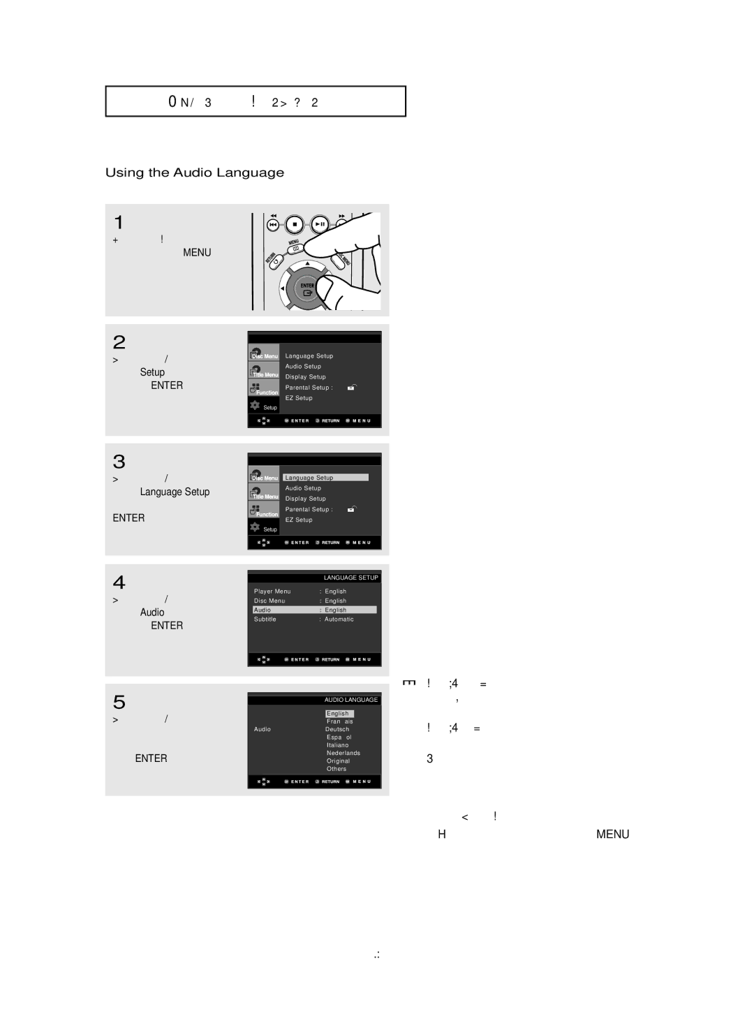 Samsung DVD-HD755 manual Using the Audio Language 