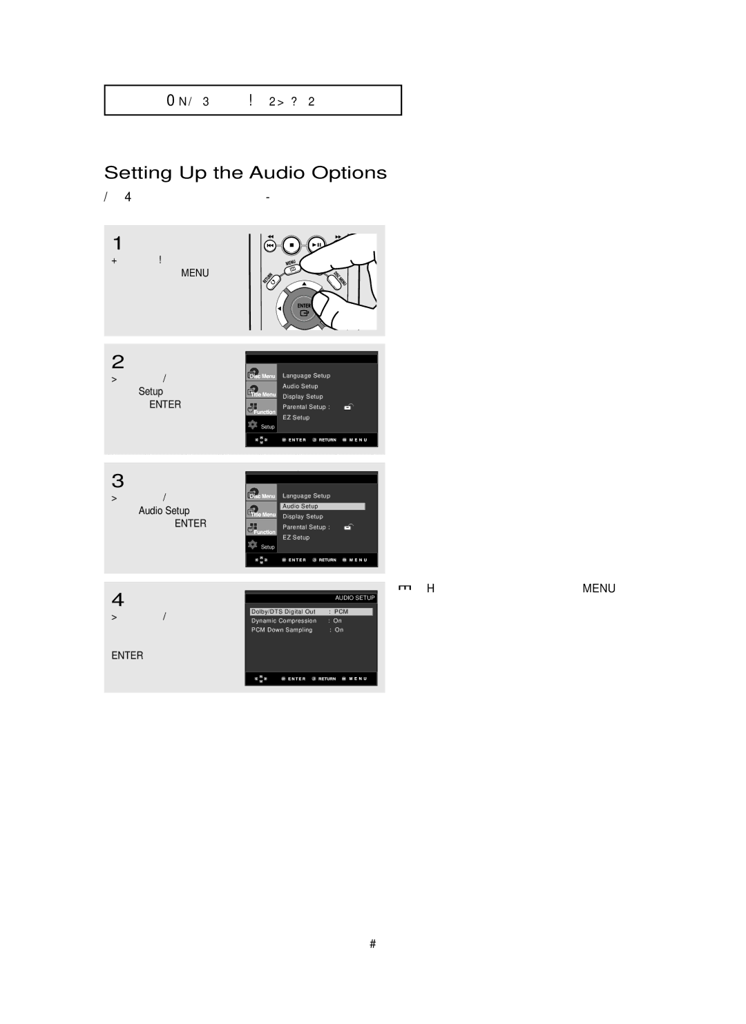 Samsung DVD-HD755 manual Setting Up the Audio Options 