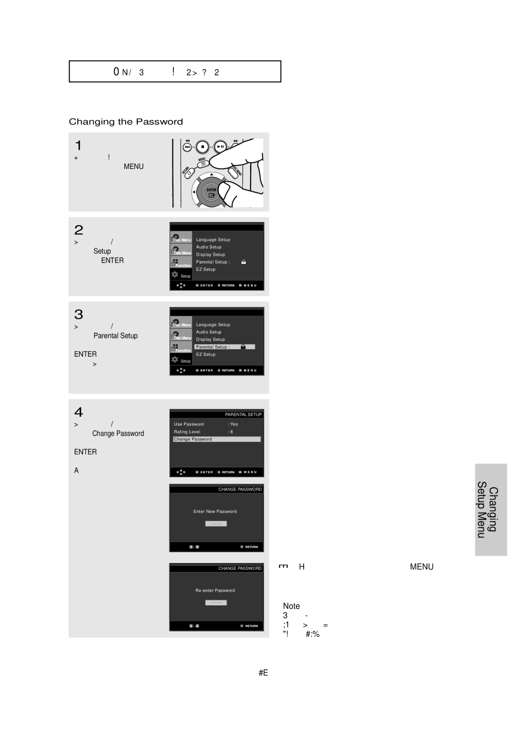 Samsung DVD-HD755 manual Changing Setup Menu, Changing the Password 