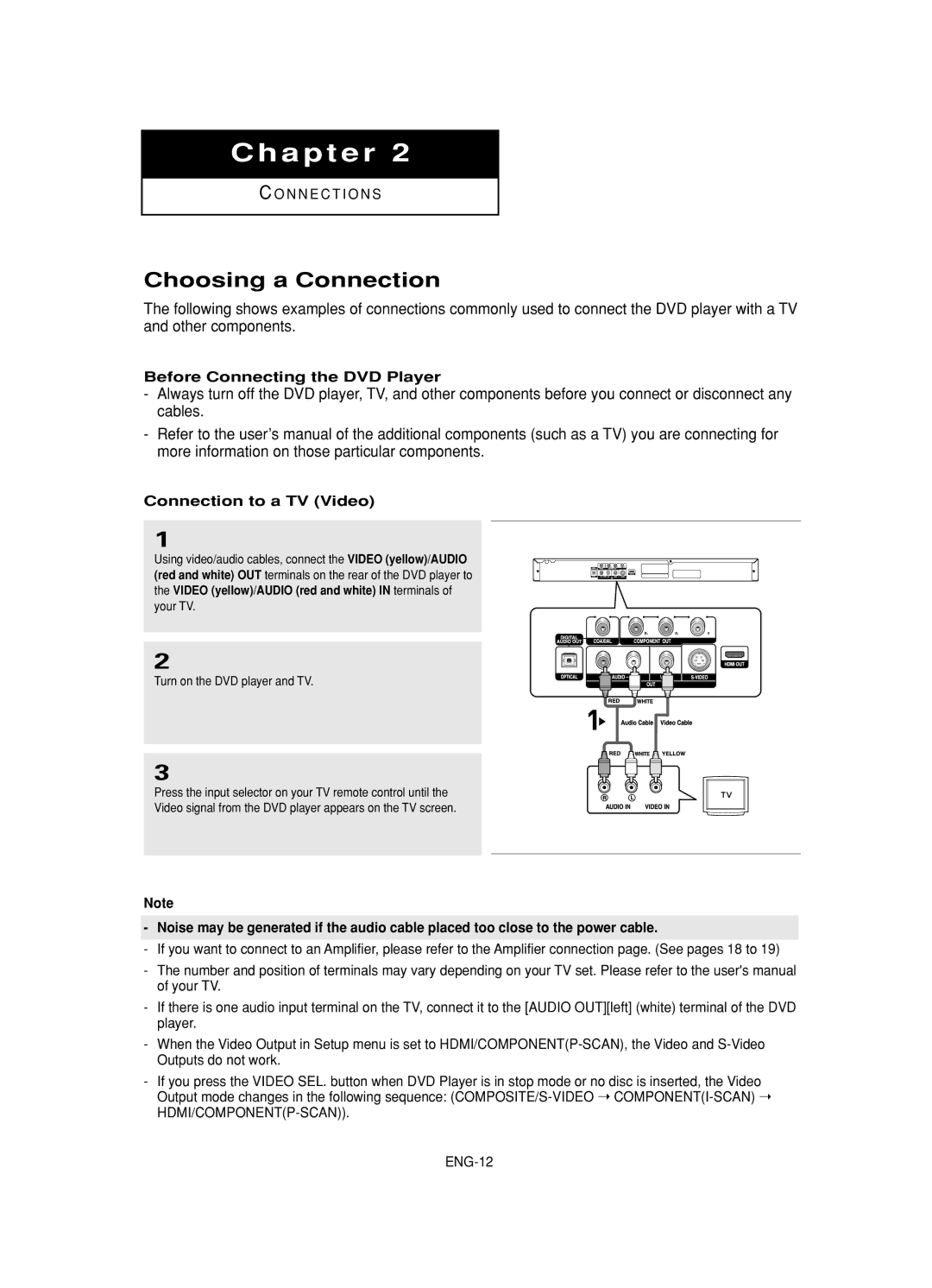 Samsung DVD-HD845 manual Choosing a Connection, Before Connecting the DVD Player, Connection to a TV Video 