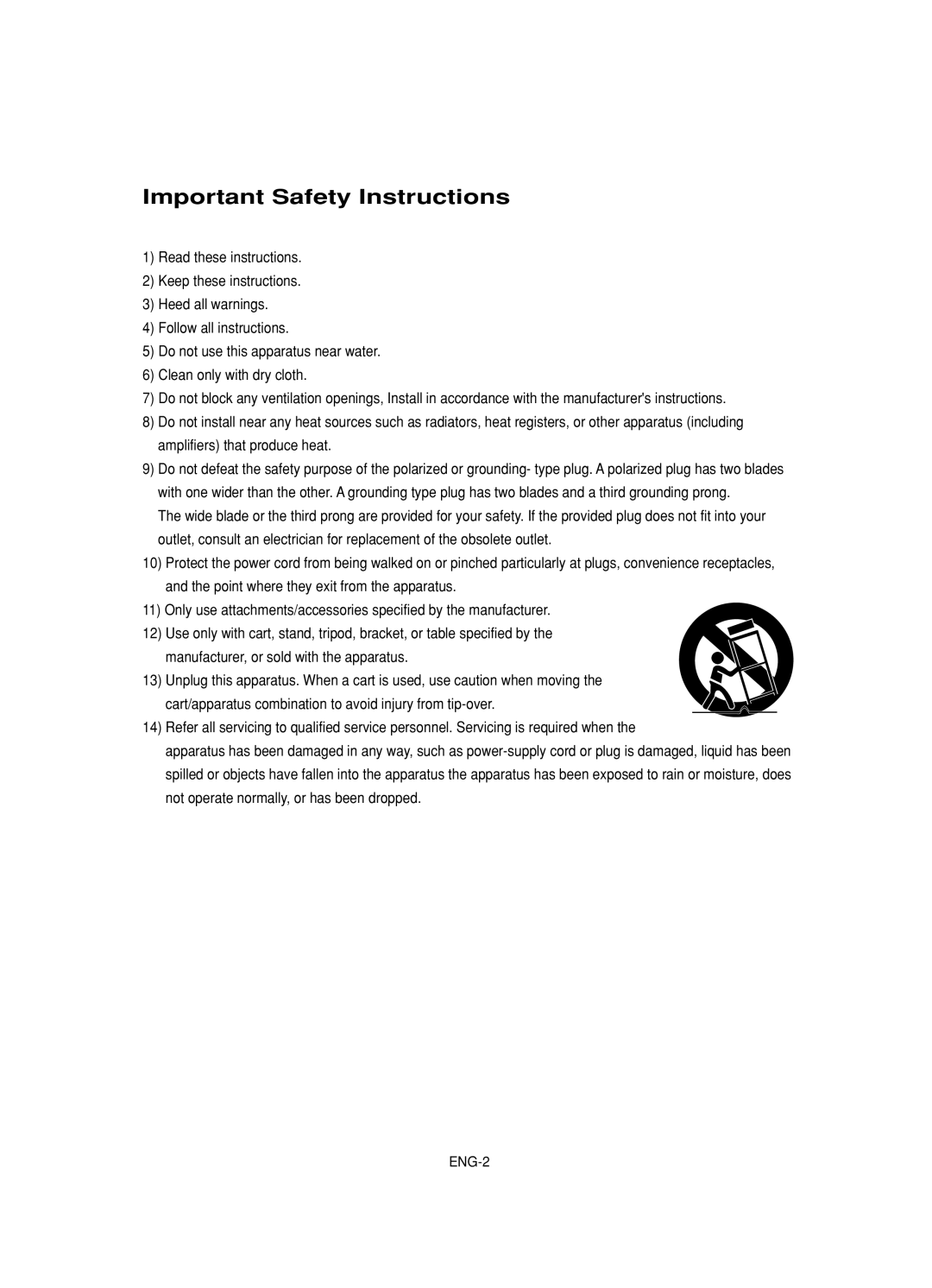 Samsung DVD-HD845 manual Important Safety Instructions 