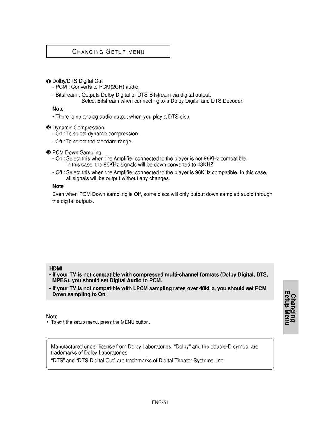 Samsung DVD-HD845 manual Hdmi 