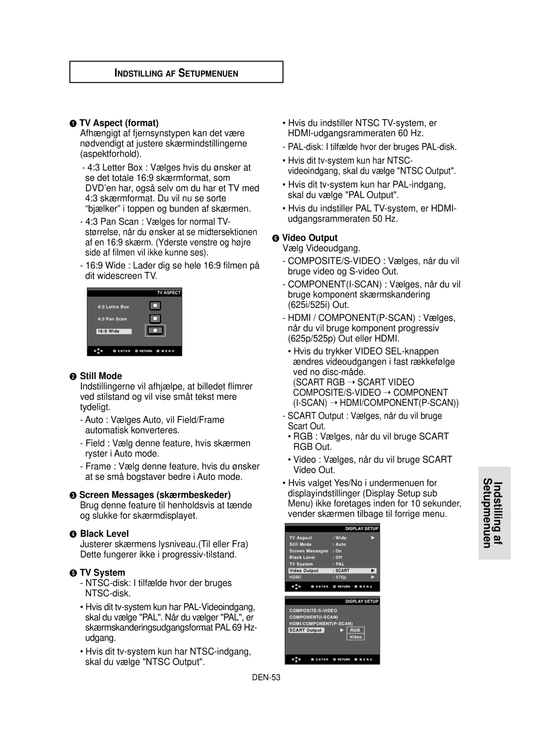 Samsung DVD-HD850/XEE manual ´ Still Mode, ¨ Black Level, TV System 