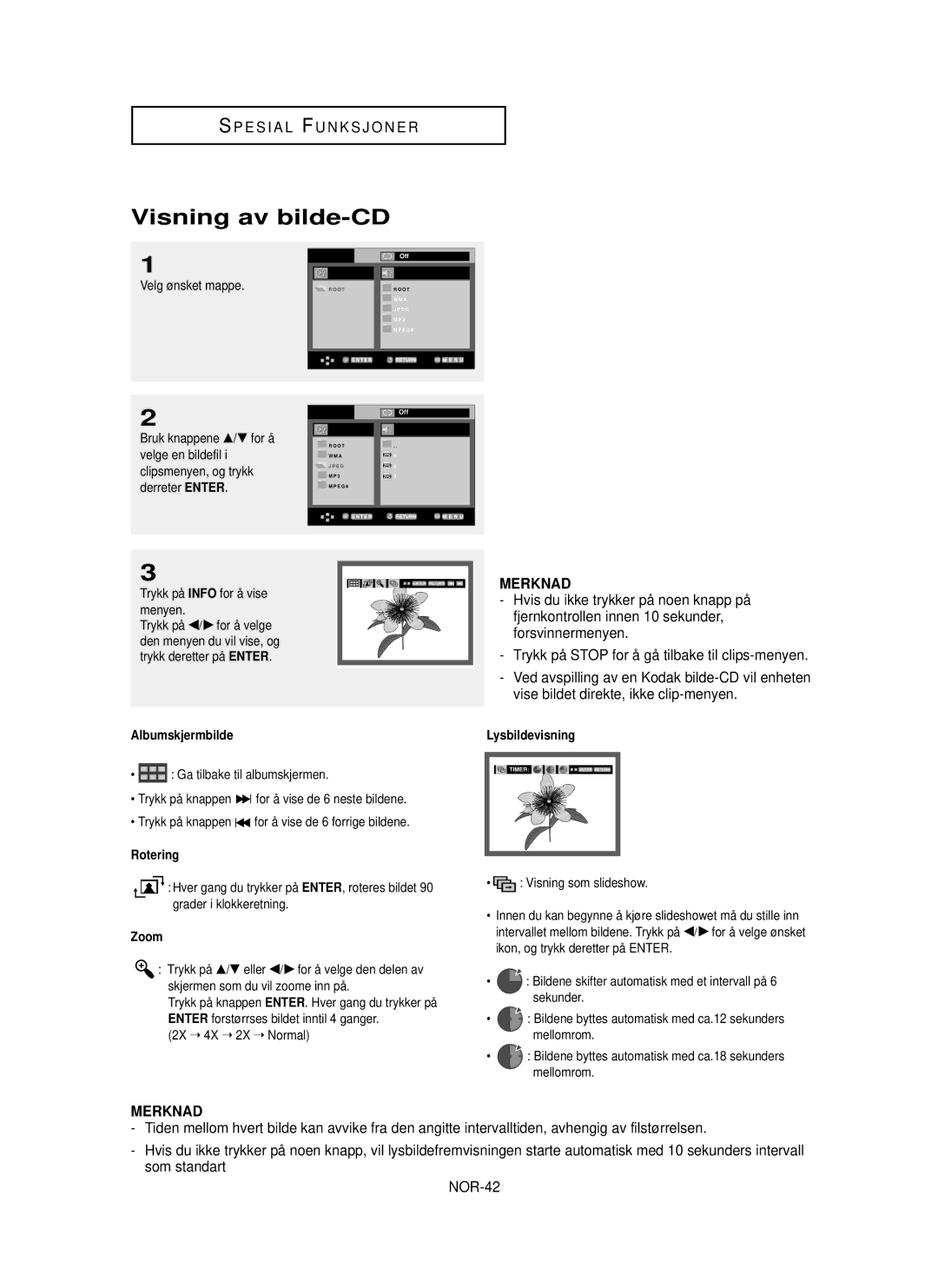 Samsung DVD-HD850/XEE Visning av bilde-CD, Trykk på Stop for å gå tilbake til clips-menyen, …/† for å, Albumskjermbilde 