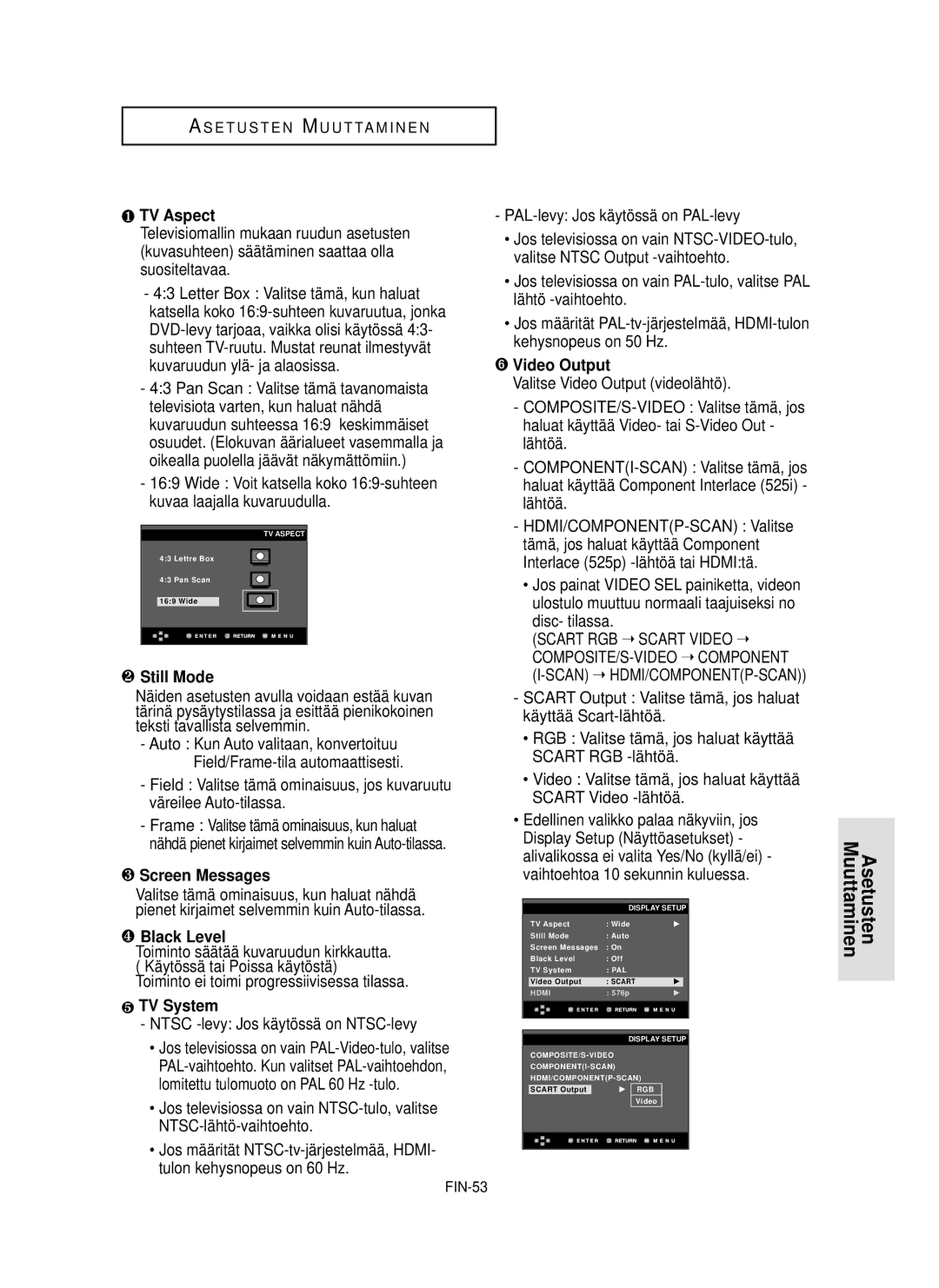 Samsung DVD-HD850/XEE manual PAL -levy Jos käytössä on PAL-levy, ➏ Video Output, Valitse Video Output videolähtö, Lähtöä 