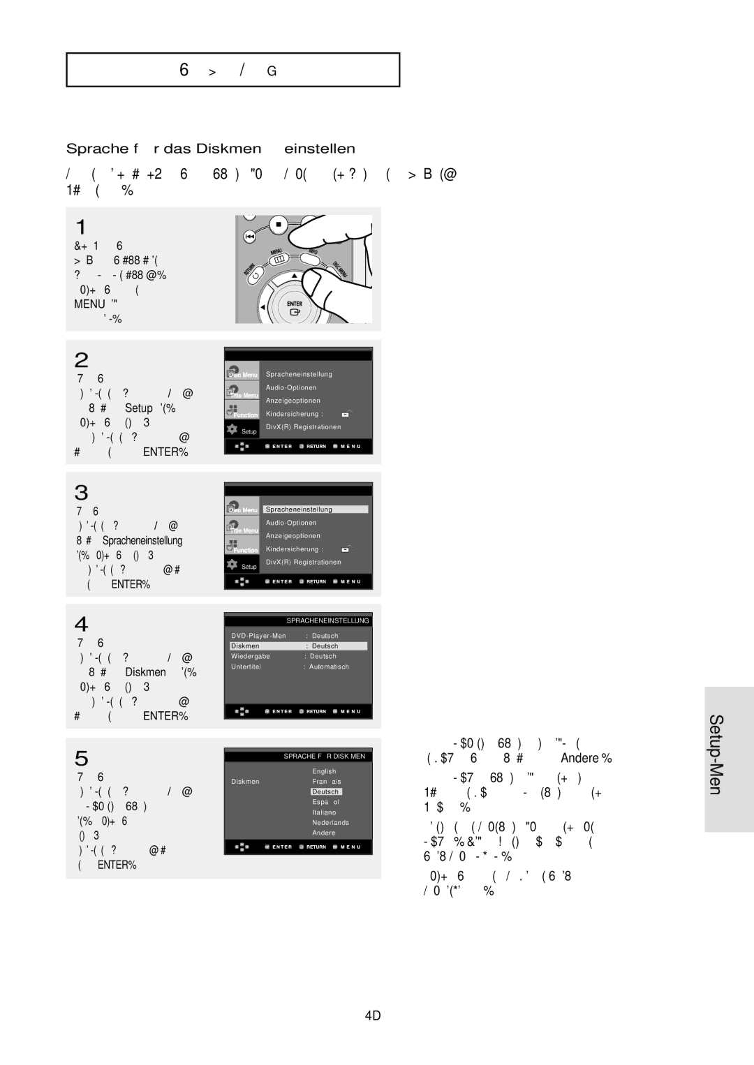 Samsung DVD-HD850/XEG manual Sprache fü r das Diskmenü einstellen, Andere 