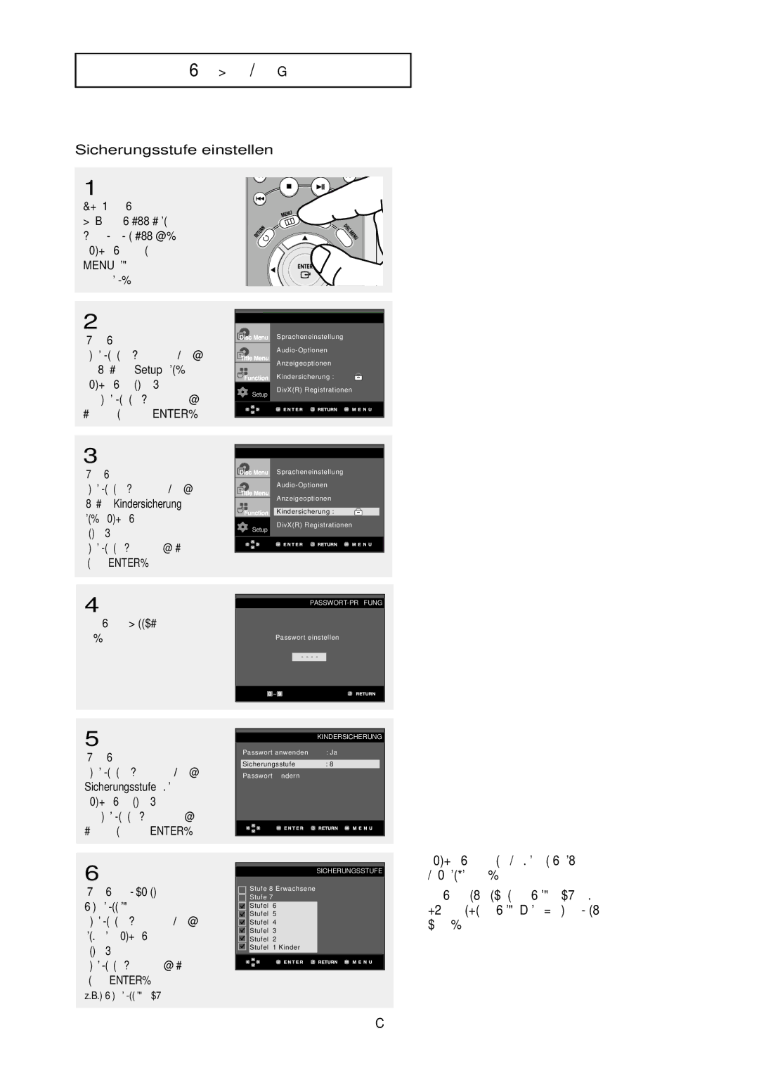 Samsung DVD-HD850/XEG manual Sicherungsstufe einstellen, Werden, DEU-56, Wählen Sie die gewünschte, Aus 