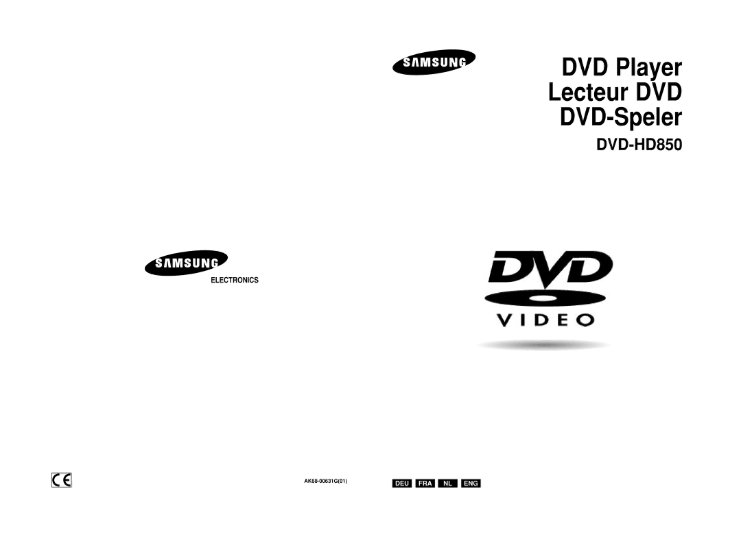 Samsung DVD-HD850/XEL manual DVD Player Lecteur DVD DVD-Speler, AK68-00631G01 