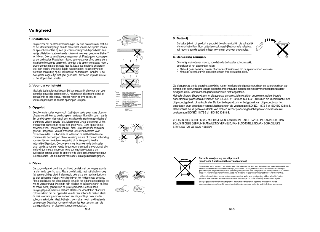 Samsung DVD-HD850/XEL manual Veiligheid 