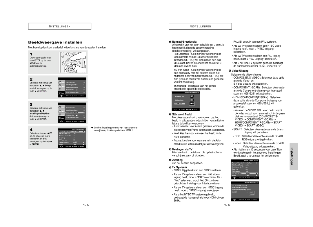 Samsung DVD-HD850/XEL manual Beeldweergave instellen 