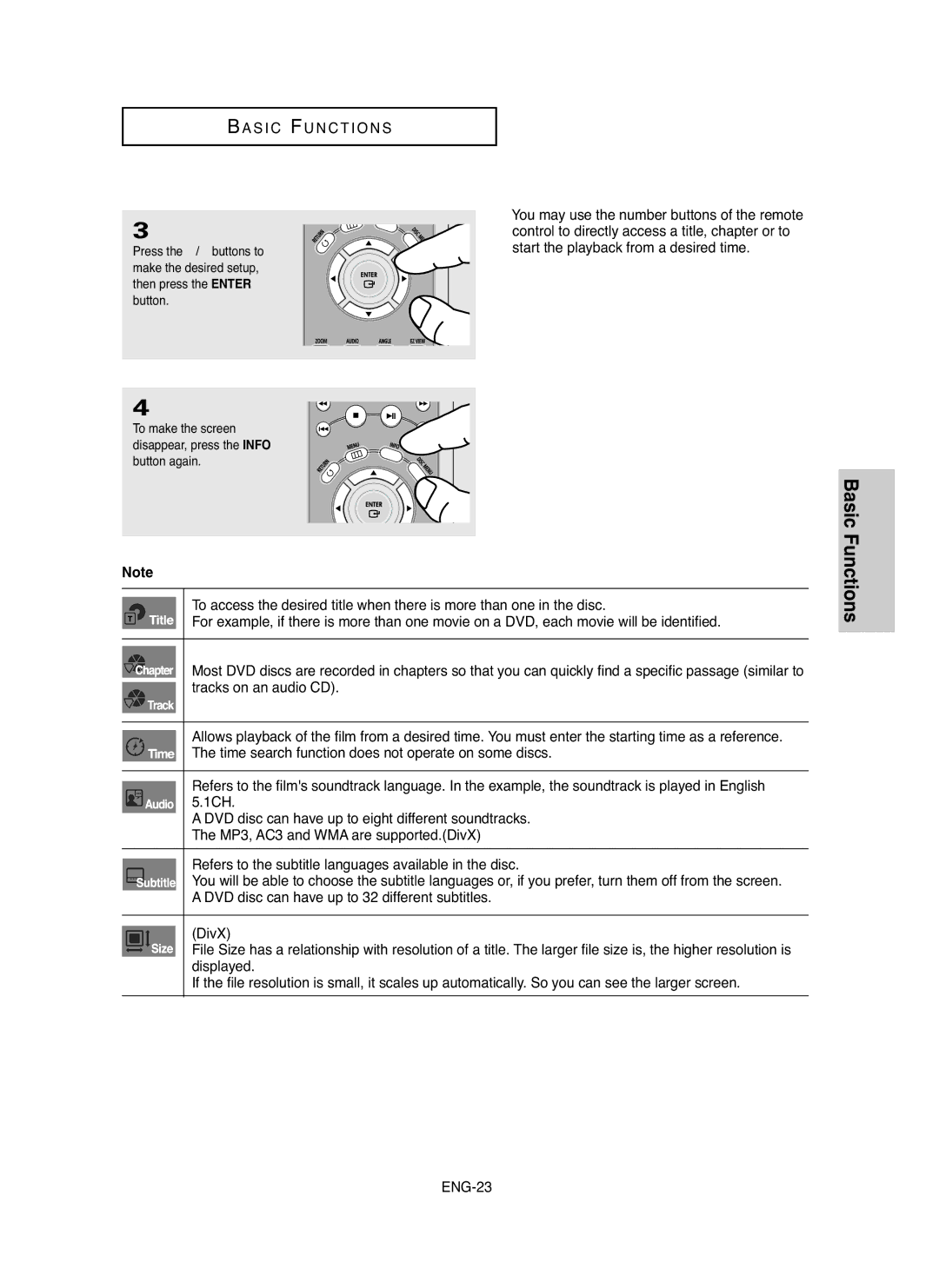 Samsung DVD-HD850/XSV manual Basic Functions 