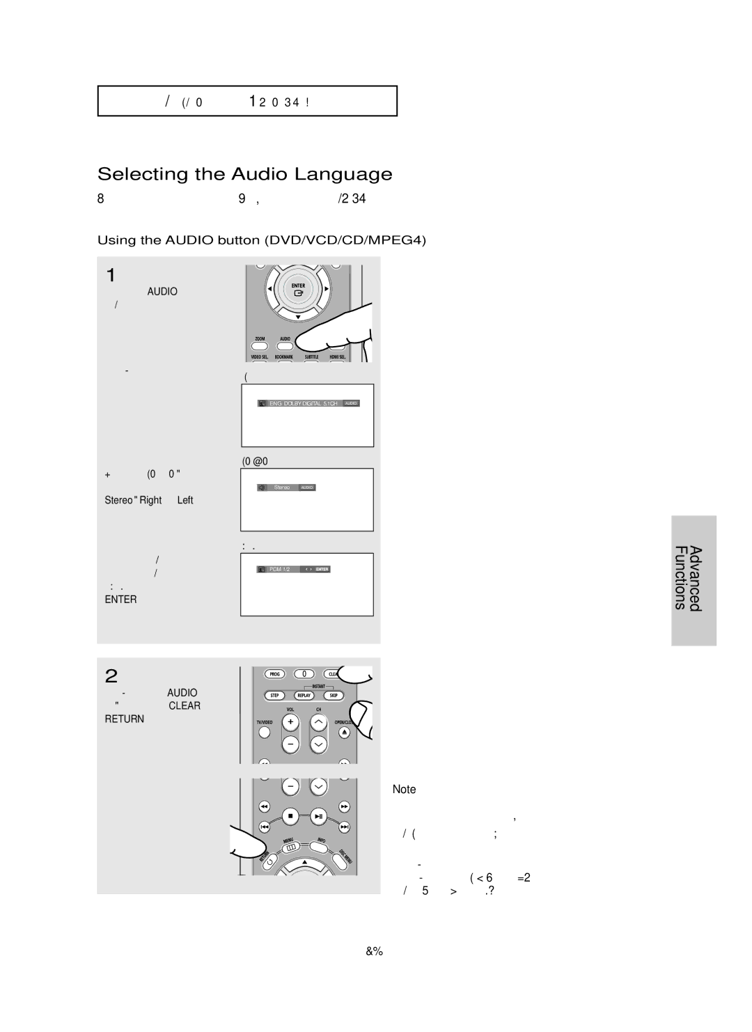 Samsung DVD-HD850/XSV manual Selecting the Audio Language, Using the Audio button DVD/VCD/CD/MPEG4 