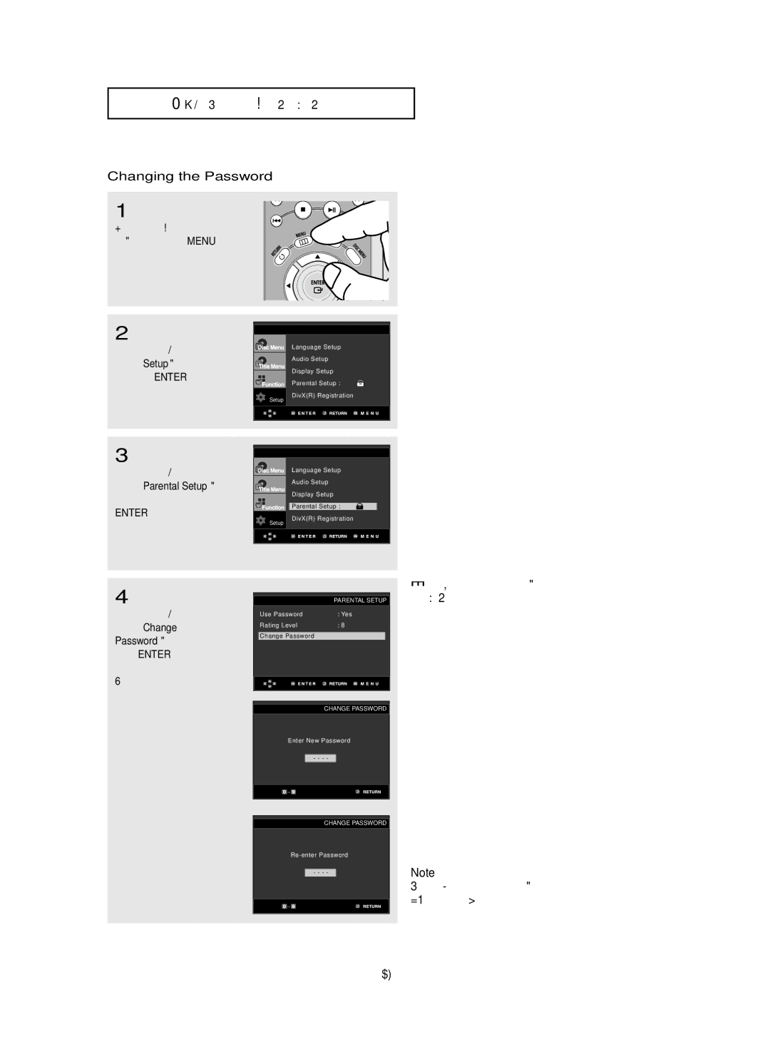 Samsung DVD-HD850/XSV manual Changing the Password 