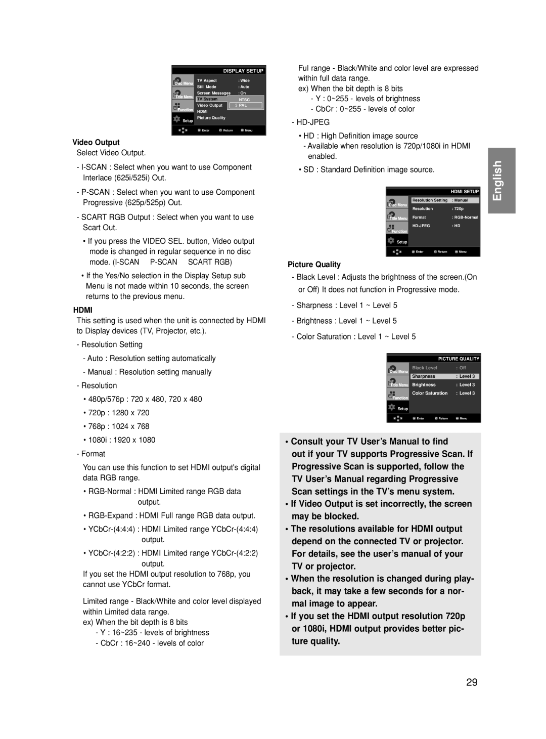 Samsung DVD-HD860 manual Consult your TV User’s Manual to find, ❺ Video Output, ❻ Hdmi, ❼ Picture Quality 