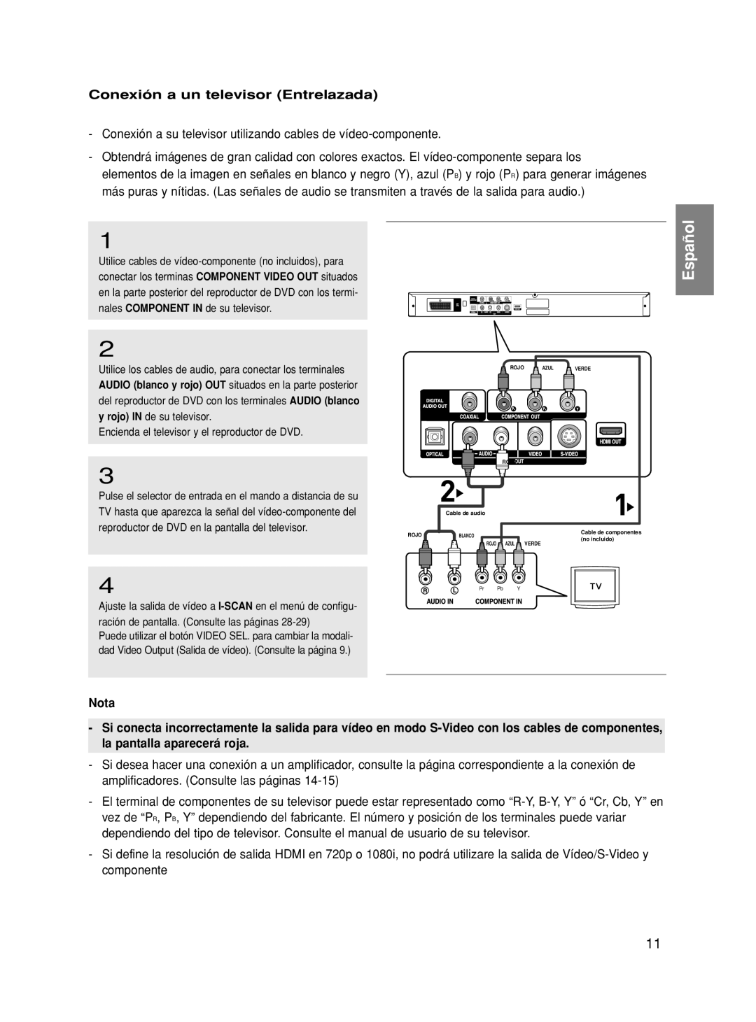 Samsung DVD-HD860/XEC manual Conexión a un televisor Entrelazada, Encienda el televisor y el reproductor de DVD 