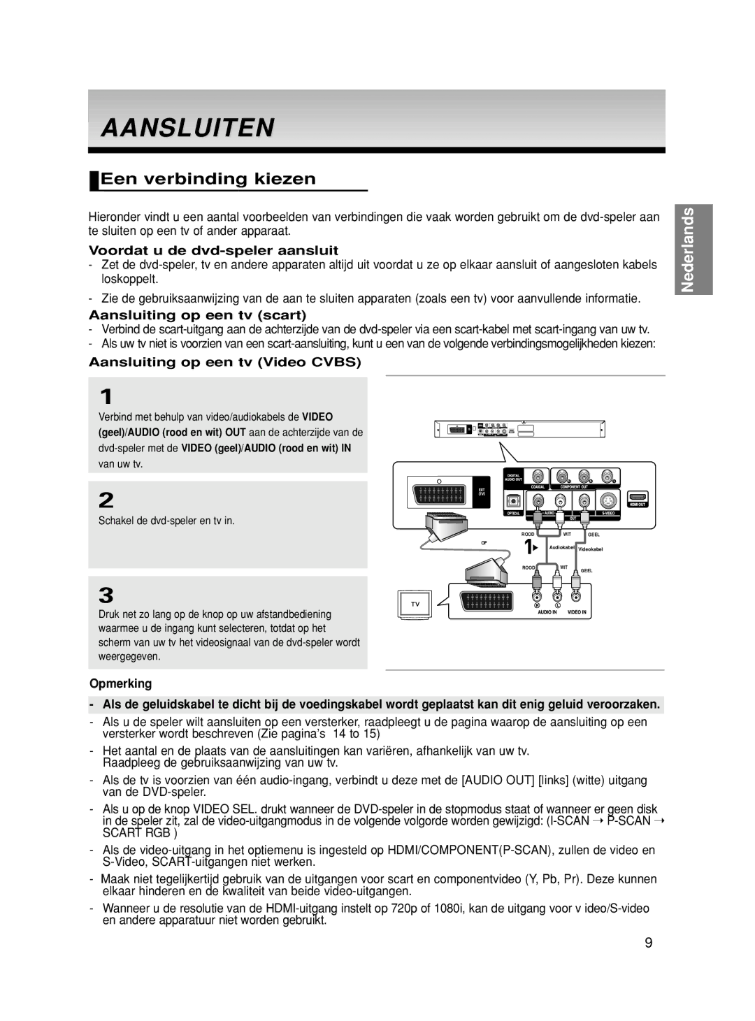 Samsung DVD-HD860/XET Aansluiten, Een verbinding kiezen, Voordat u de dvd-speler aansluit, Aansluiting op een tv scart 