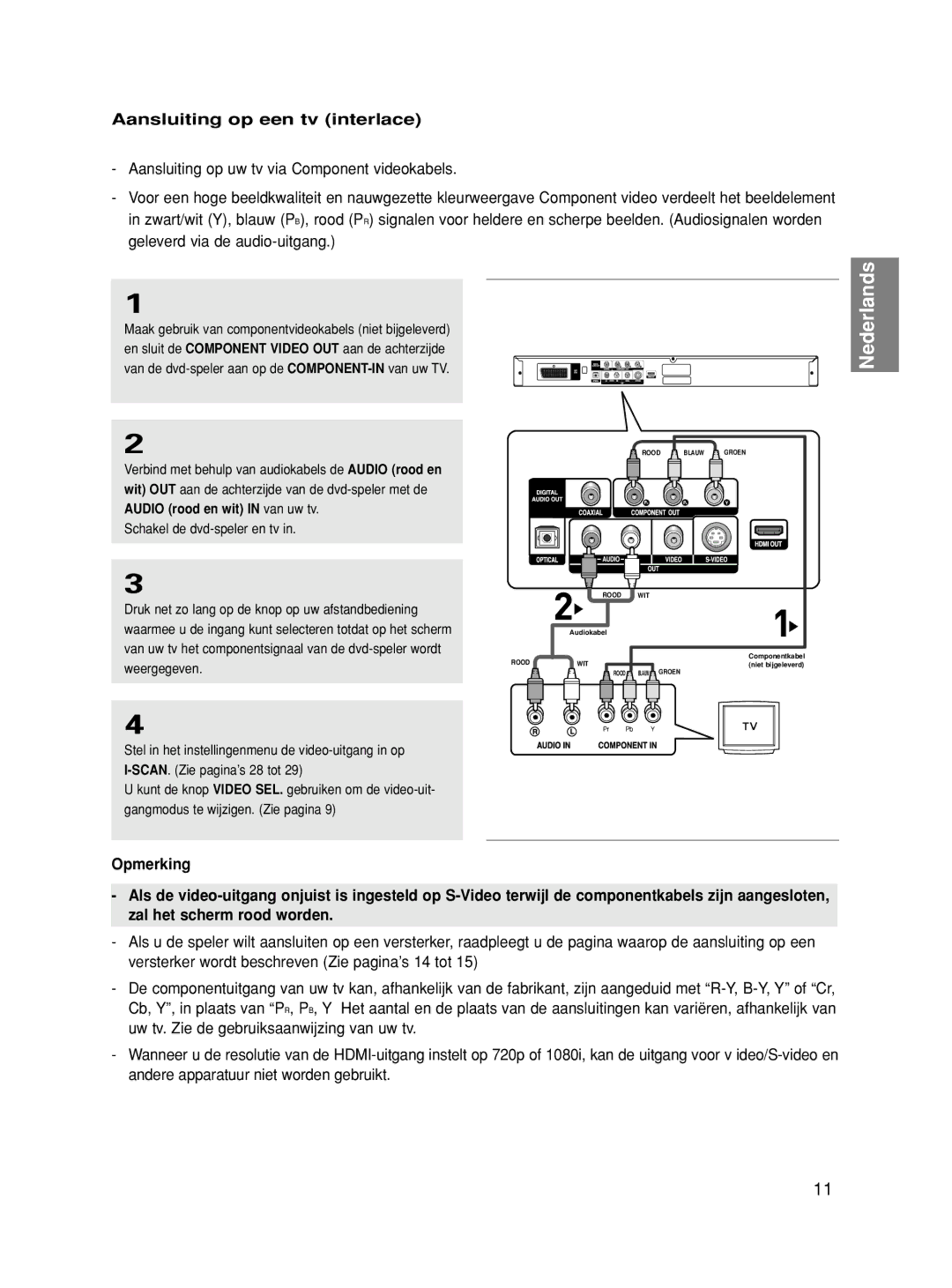 Samsung DVD-HD860/XEC, DVD-HD860/XEG, DVD-HD860/XET, DVD-HD860/XEL, DVD-HD860/FOU manual Aansluiting op een tv interlace 