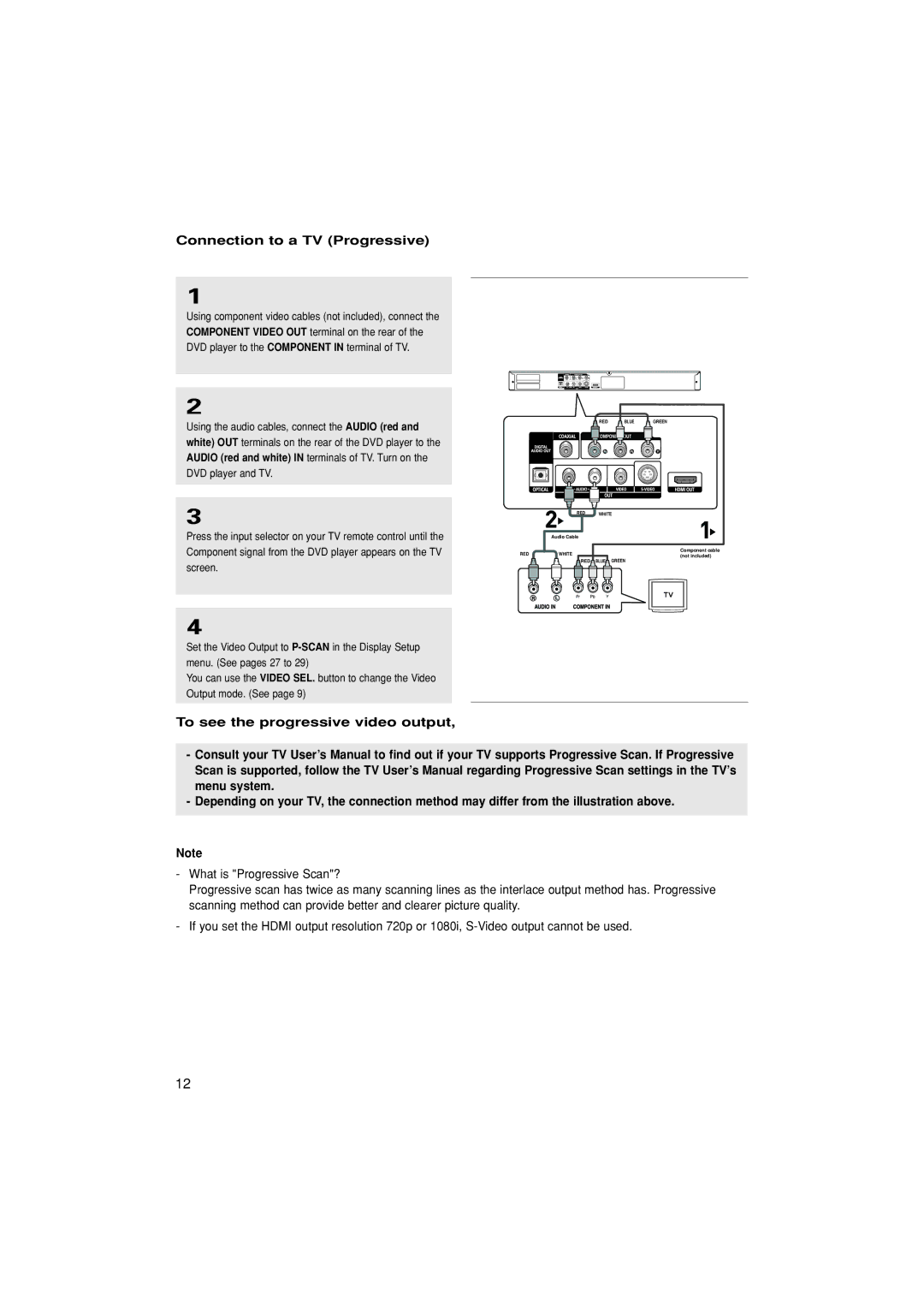 Samsung DVD-HD870/XSG, DVD-HD870/AND, DVD-HD870/UMG Connection to a TV Progressive, To see the progressive video output 