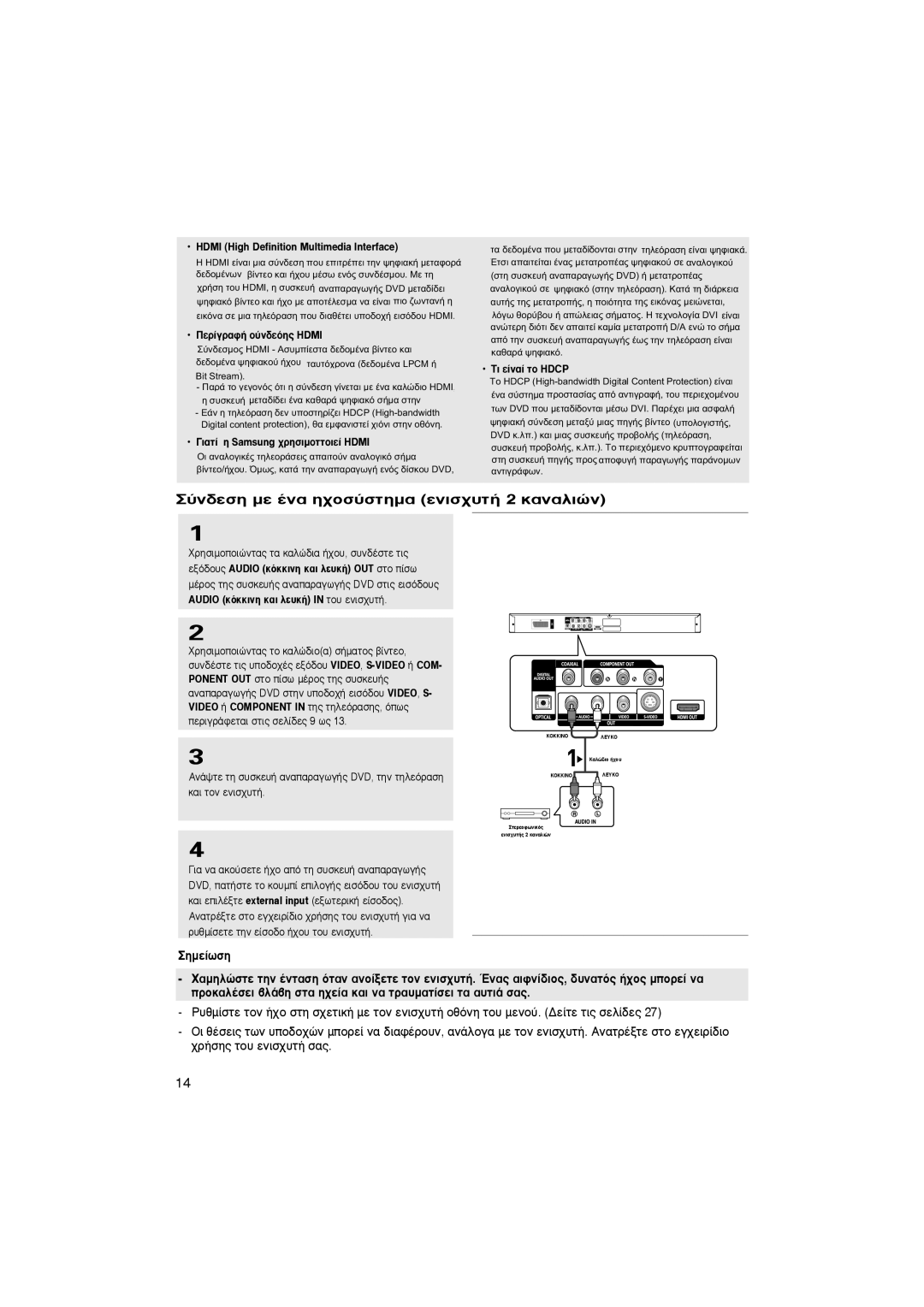 Samsung DVD-HD870/UMG, DVD-HD870/EUR manual ¶ÂÚ›ÁÚ·Ê‹ Ô‡Ó‰ÂﬁË˜ Hdmi, ·Ù› Ë Samsung ¯ÚËÛÈÌoÙÙoÈÂ› Hdmi, TÈ Â›v·› Ùo Hdcp 