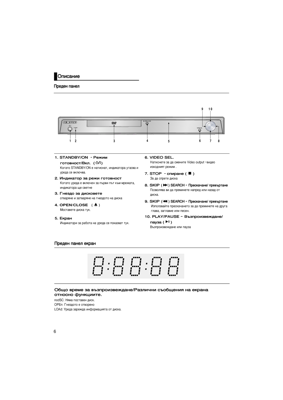 Samsung DVD-HD870/UMG, DVD-HD870/EUR, DVD-HD870/XEC, DVD-HD870/AND, DVD-HD870/HAC, DVD-HD870/XSG manual Éôëò‡Ìëâ, Open/Close 