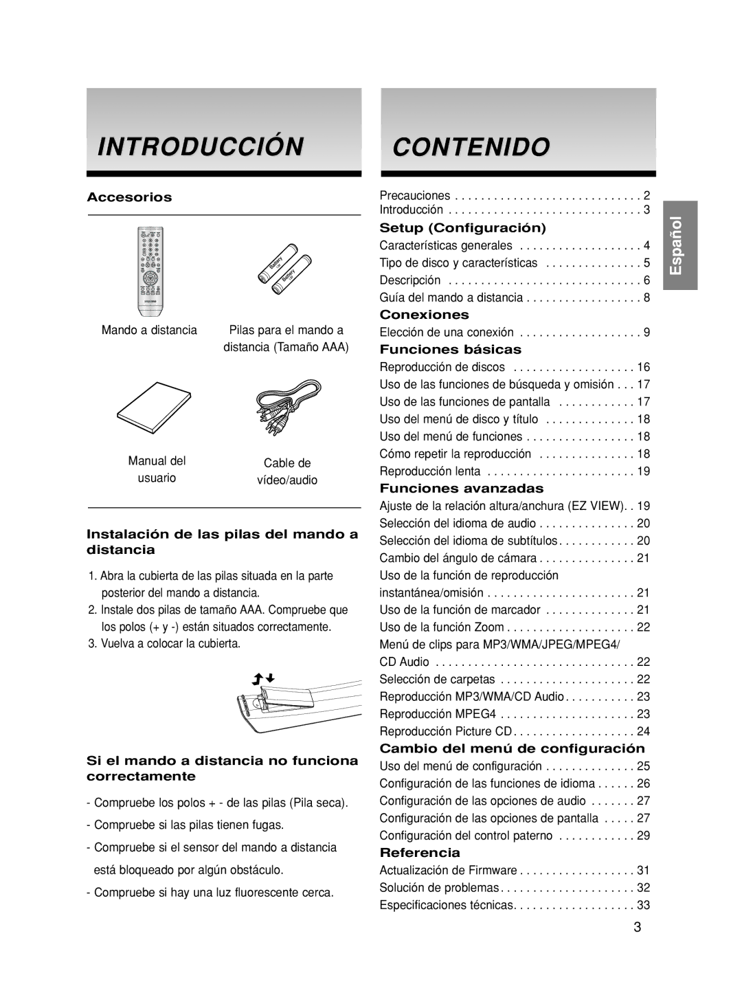 Samsung DVD-HD870/XEC, DVD-HD870/EUR manual Introducción Contenido 