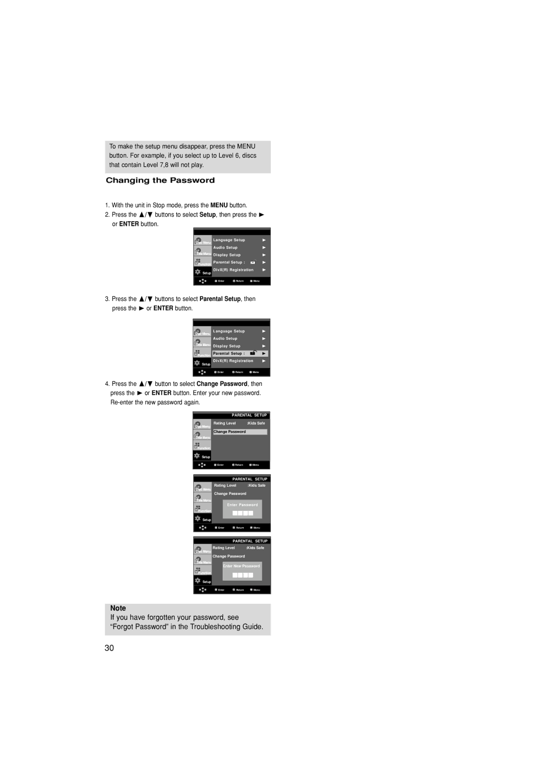 Samsung DVD-HD870/SAM manual Changing the Password 