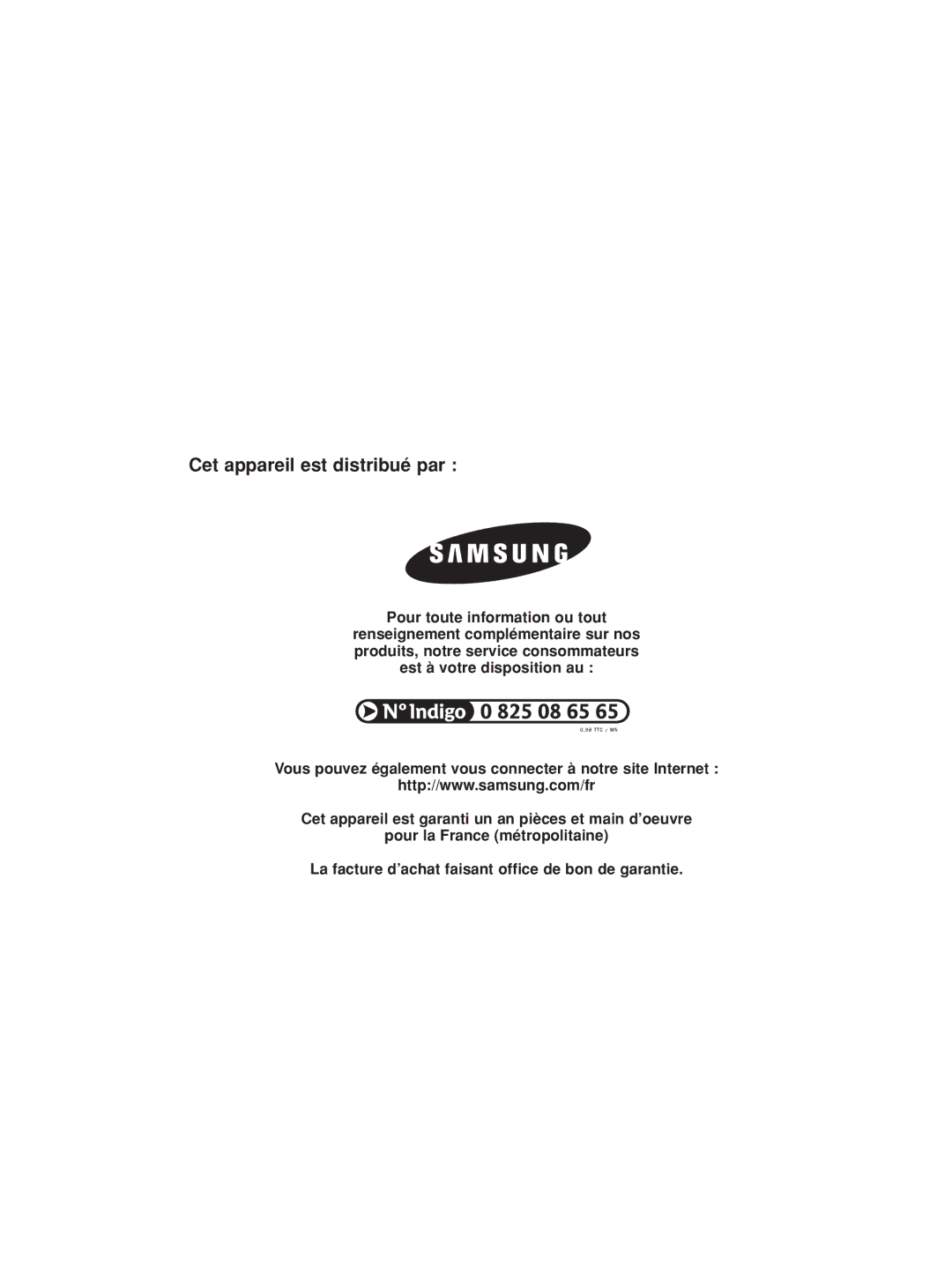 Samsung DVD-HD870/XEF manual Cet appareil est distribué par 