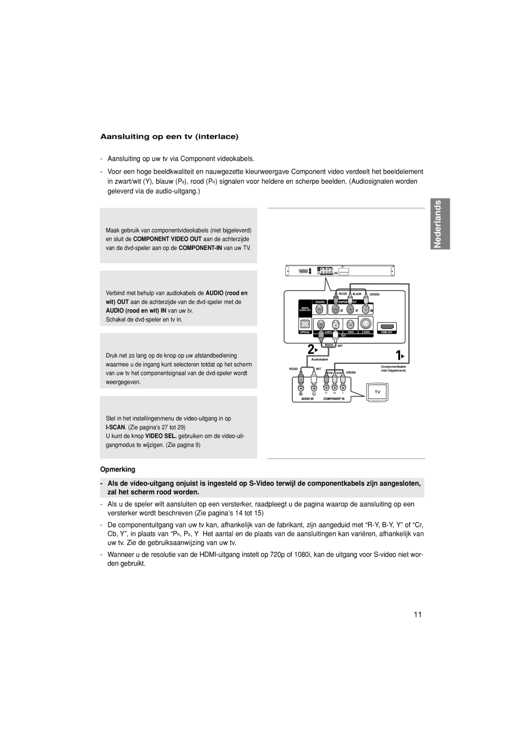 Samsung DVD-HD870/XEL, DVD-HD870/XEG manual Aansluiting op een tv interlace 