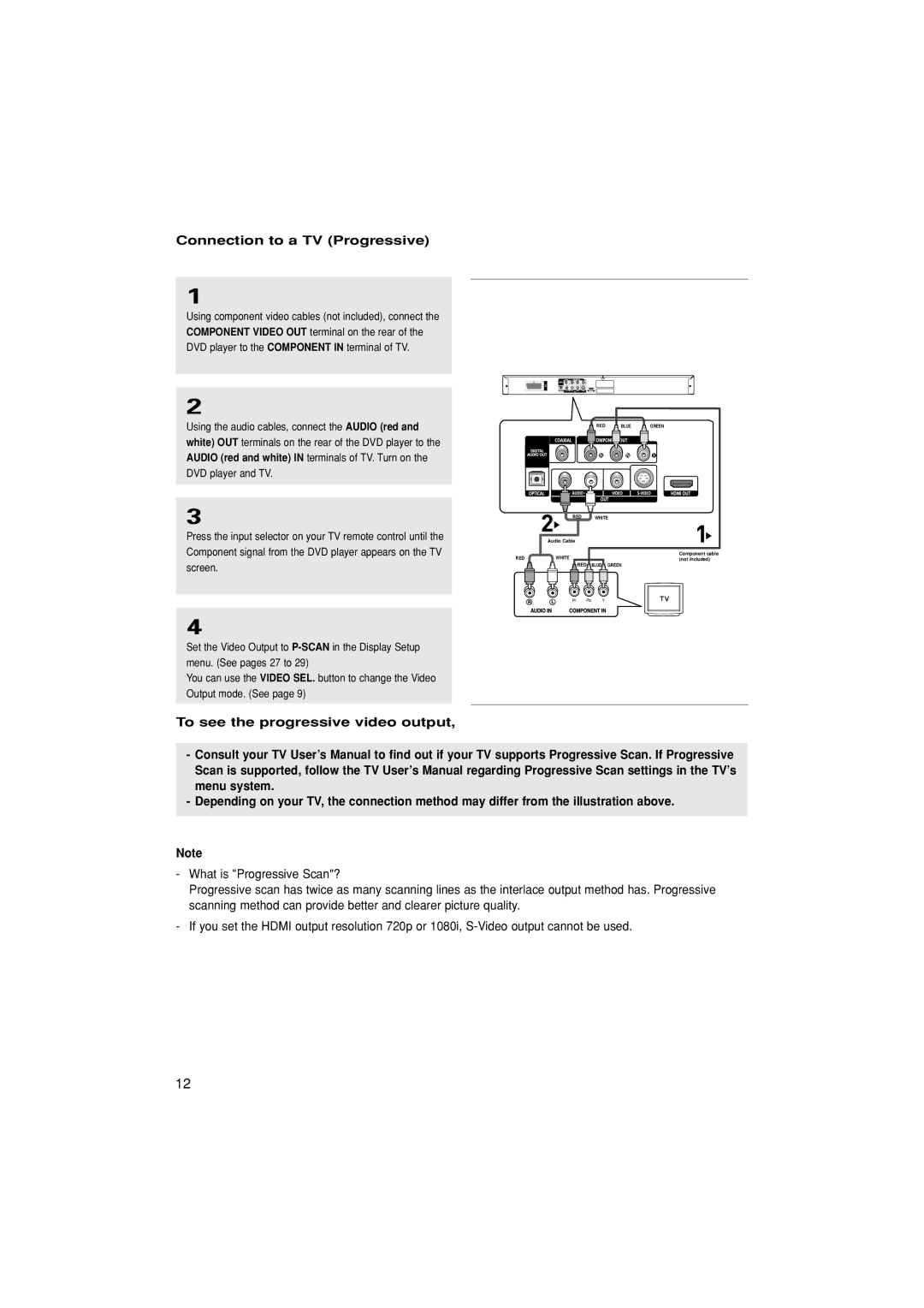 Samsung DVD-HD870/XEG, DVD-HD870/XEL manual Connection to a TV Progressive, To see the progressive video output 