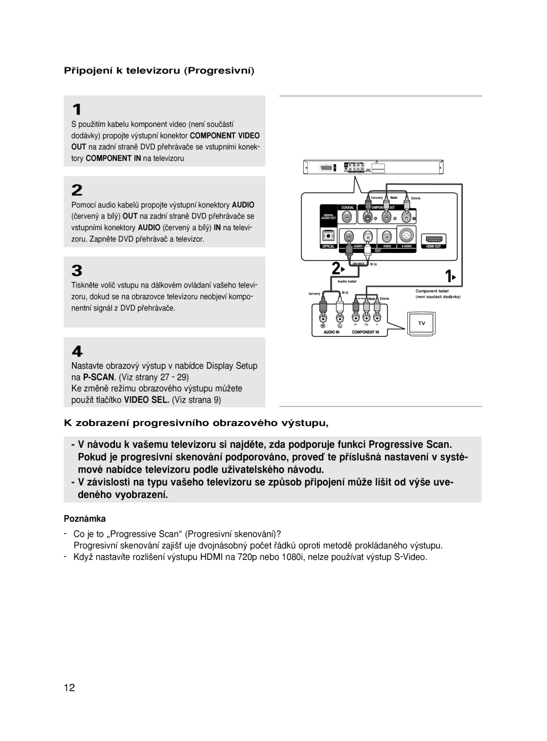 Samsung DVD-HD870/XEG, DVD-HD870/XET manual Pﬁipojení k televizoru Progresivní, Zobrazení progresivního obrazového v˘stupu 