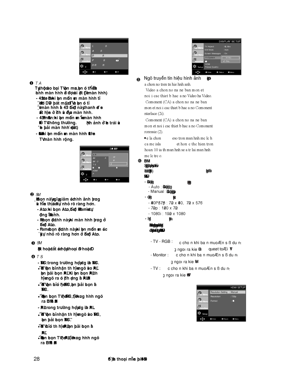 Samsung DVD-HD870/XSV manual Ngoõ truyeàn tín hieäu hình aûnh Video Output, Display Setup 