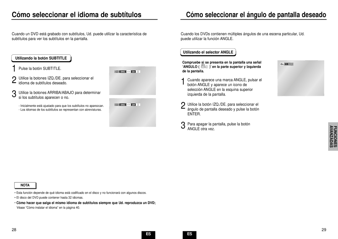 Samsung DVD-HD935/XEC manual Có mo seleccionar el idioma de subtítulos, Utilizando la botó n Subtitle 