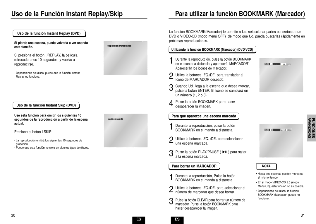 Samsung DVD-HD935/XEC manual Uso de la Función Instant Replay/Skip 