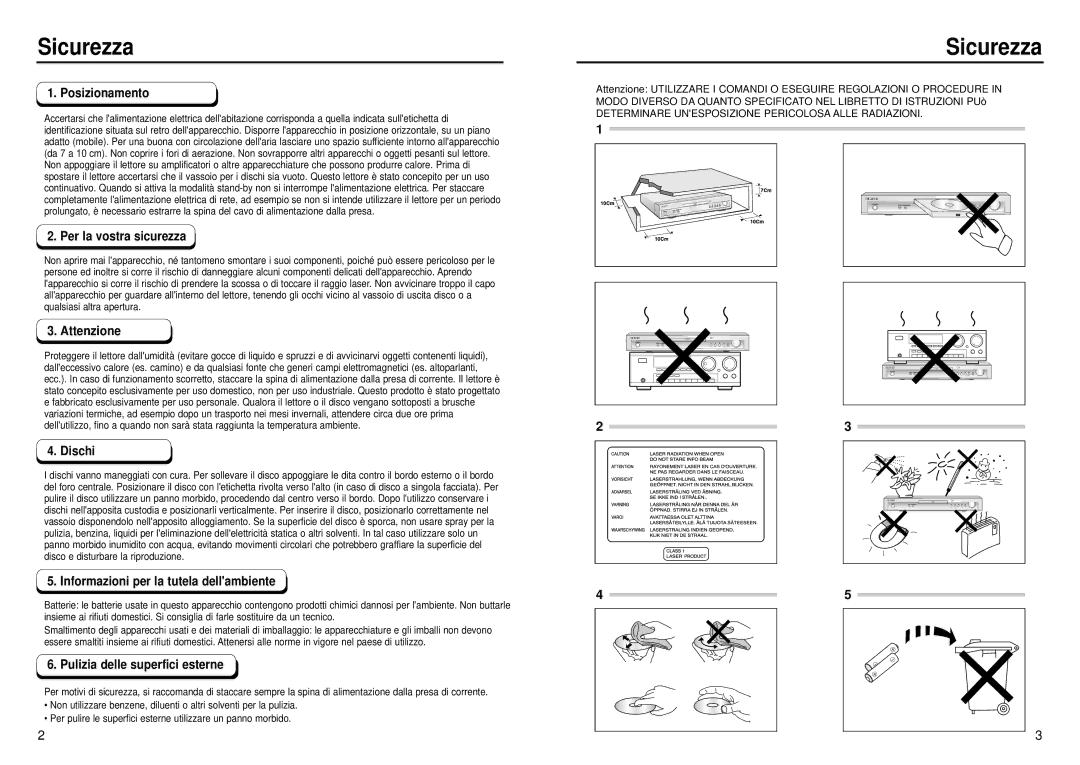 Samsung DVD-HD935/XET manual Sicurezza 