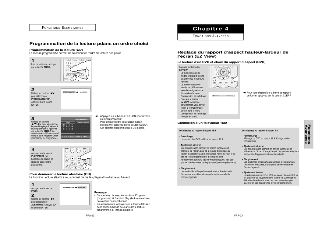 Samsung DVD-HD950 manual Programmation de la lecture pdans un ordre choisi, Programmation de la lecture CD 