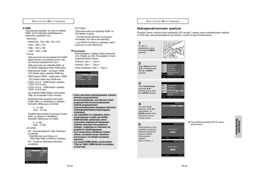 Samsung DVD-HD950/XEE manual Ikä rajavalvonnan asetus 