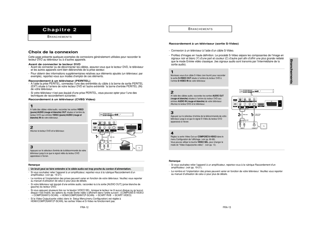 Samsung DVD-HD950/XEG manual Choix de la connexion, Avant de connecter le lecteur DVD, Raccordement à un téléviseur Peritel 