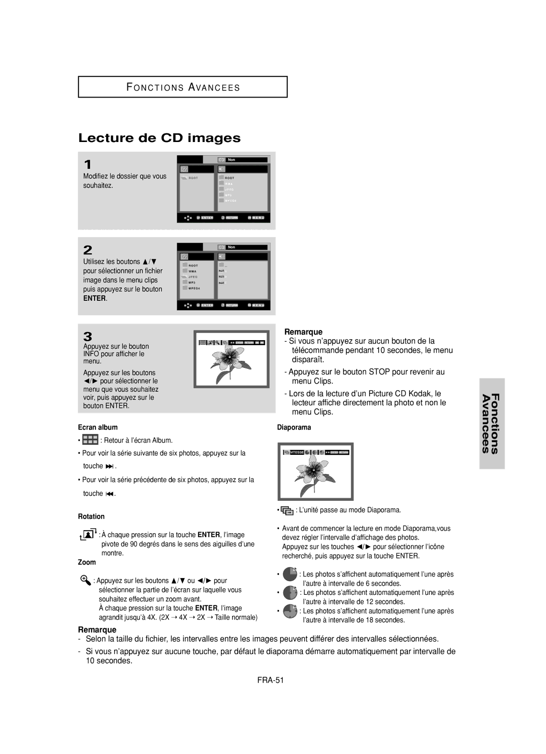 Samsung DVD-HD950/XAA, DVD-HD950/XEG, DVD-HD950/XEL, DVD-HD950/XEH manual Lecture de CD images, Ecran album, Diaporama 