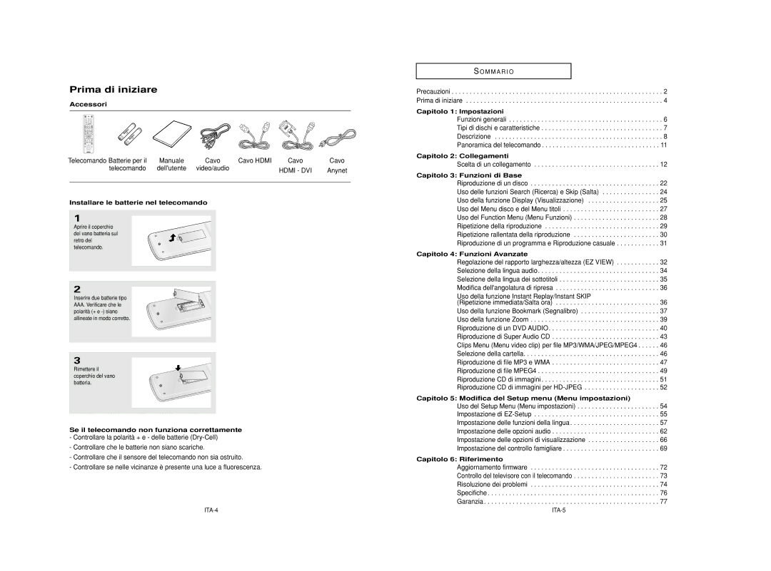 Samsung DVD-HD950/XET manual Prima di iniziare 