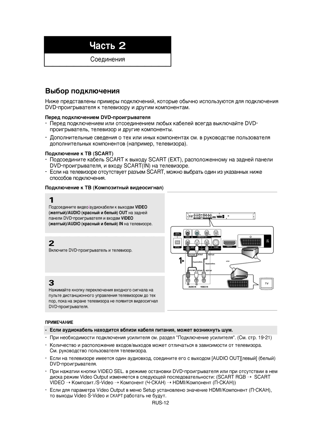 Samsung DVD-HD950/XEV manual ˚·Ó ÔÓ‰ÍÎ˛˜ÂÌËﬂ, ÈÂÂ‰ ÔÓ‰ÍÎ˛˜ÂÌËÂÏ DVD-ÔÓË„˚‚‡ÚÂÎﬂ, ÈÓ‰ÍÎ˛˜ÂÌËÂ Í íÇ Scart 