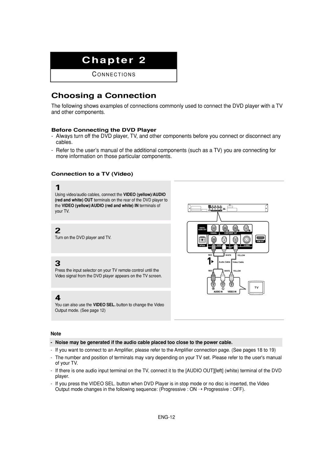 Samsung DVD-HD960 manual Choosing a Connection, Before Connecting the DVD Player, Connection to a TV Video 